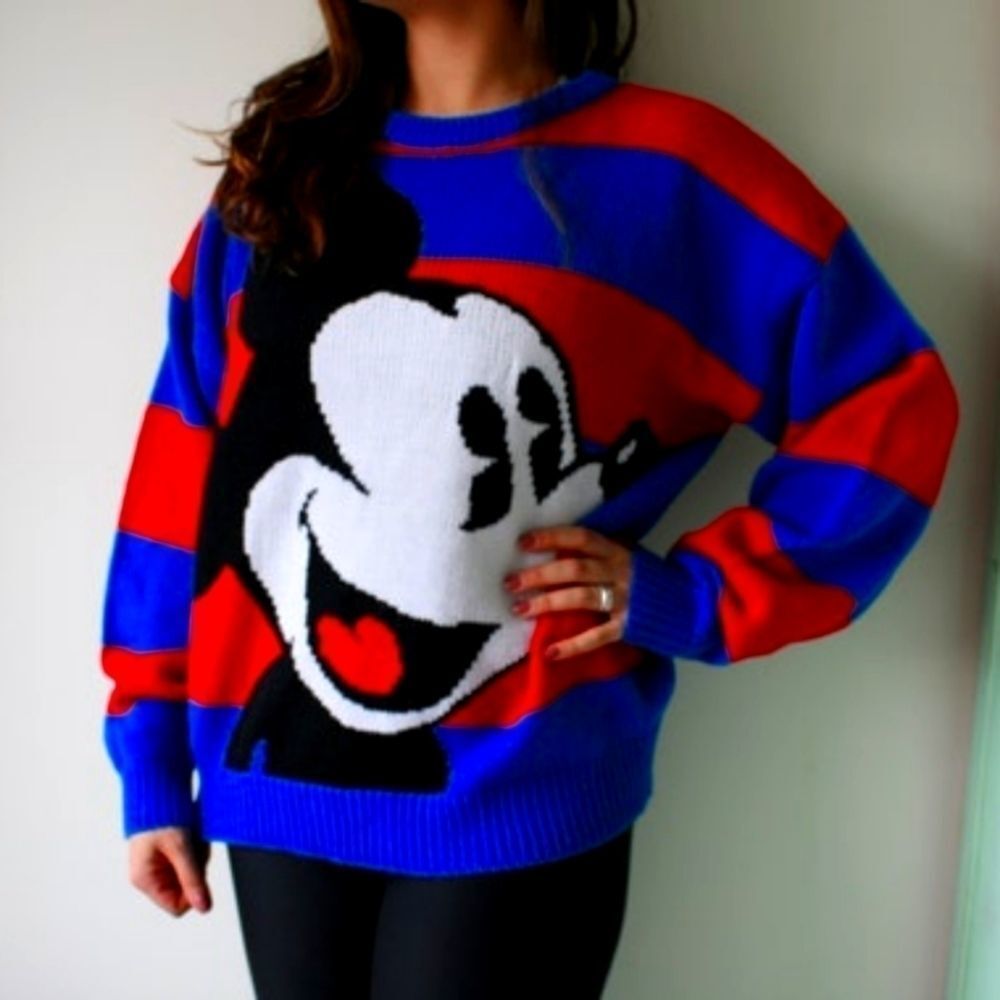 MICKEY & CO Red/Blue Stripe Mickey Sweater L‎